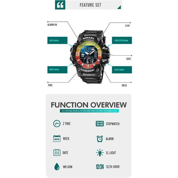 KXAITO Men's Stainless Steel MilitaryLED Stopwatch Digital Electronic Watch - Picture 4 of 6